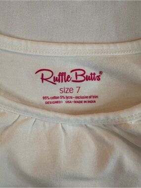 RuffleButts Girls' Three-Quarter Ruffle Sleeve White Shirt Size 7 - (514)